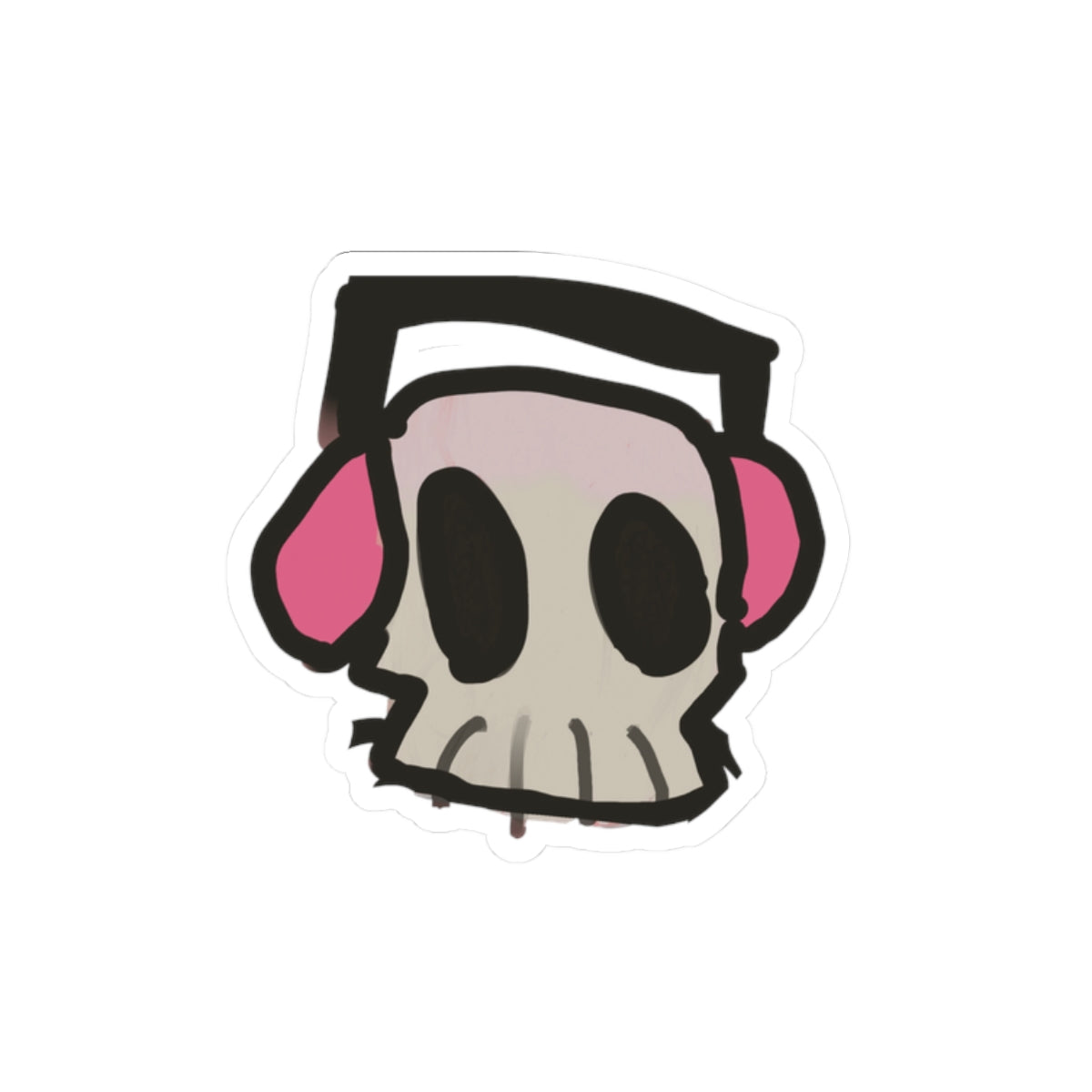 Lil Skull Guy with Pink Headphones Stickers