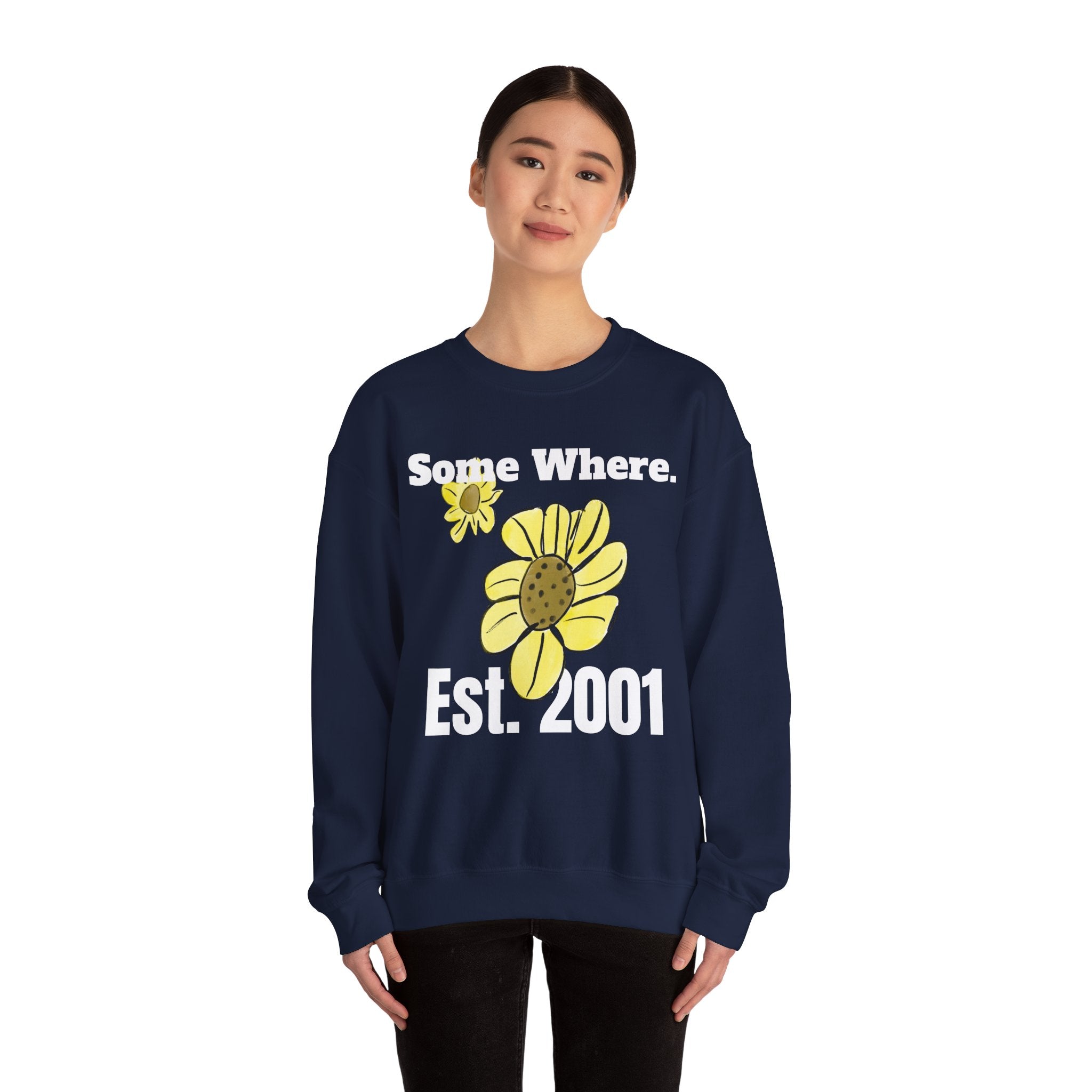 Somewhere Est. 2001 Sunflower Sweatshirt | Floral Logo Crewneck