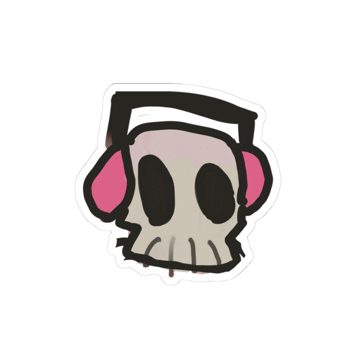 Lil Skull Guy with Pink Headphones Stickers
