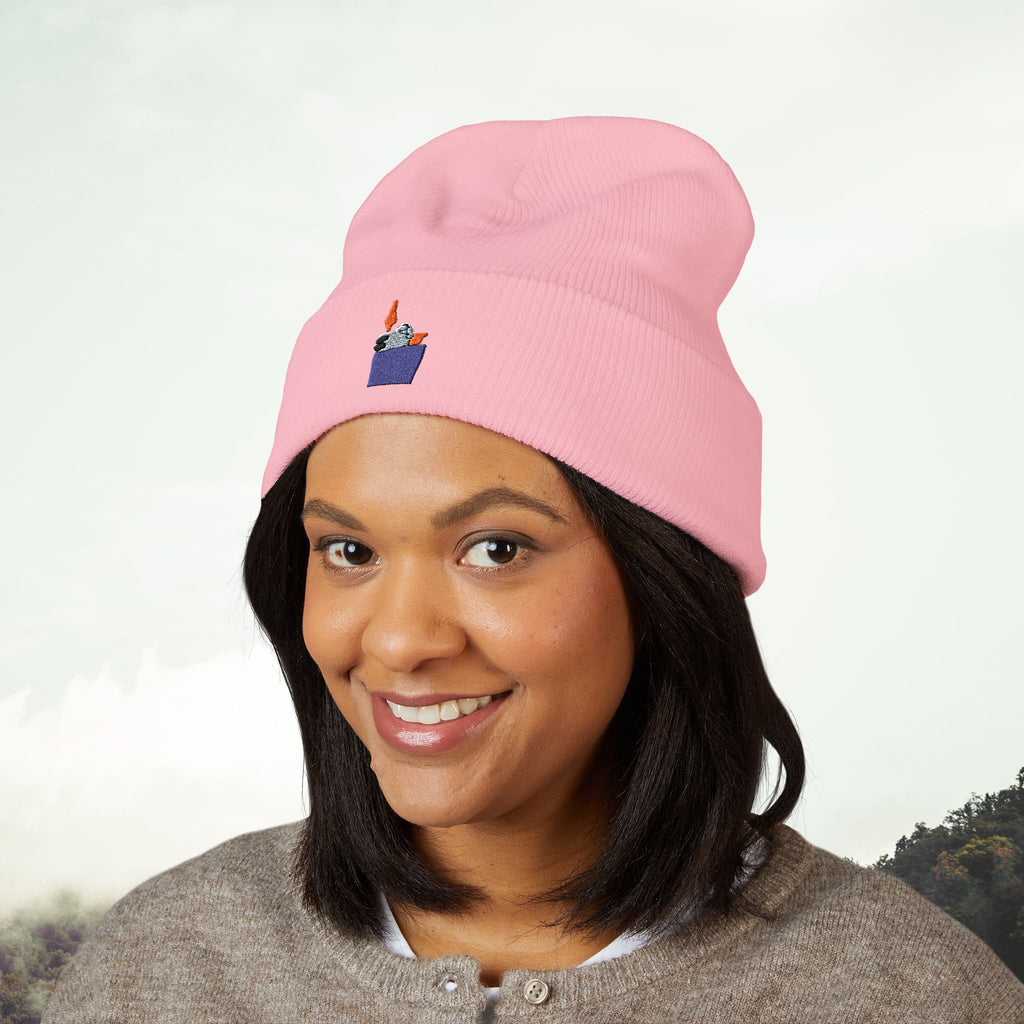 Lighter Pocket Embroidery Beanie | Cuffed Knit Hat