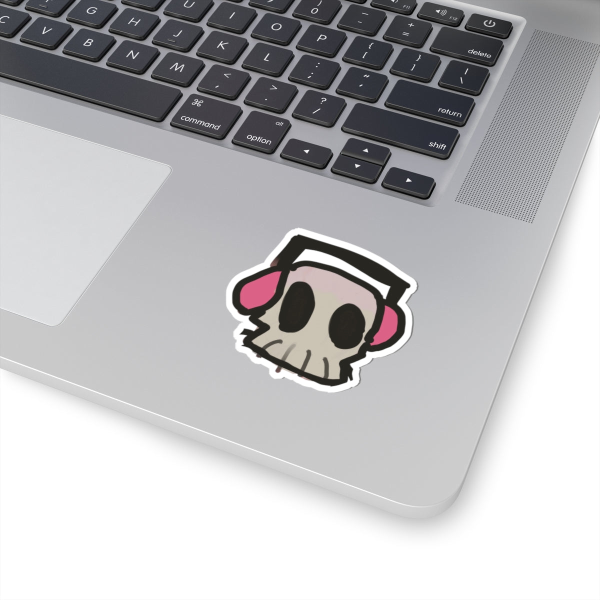 Lil Skull Guy with Pink Headphones Stickers