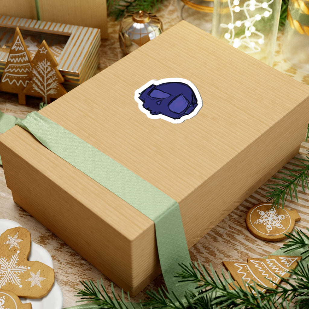 Blue Whimsical Skull Sticker