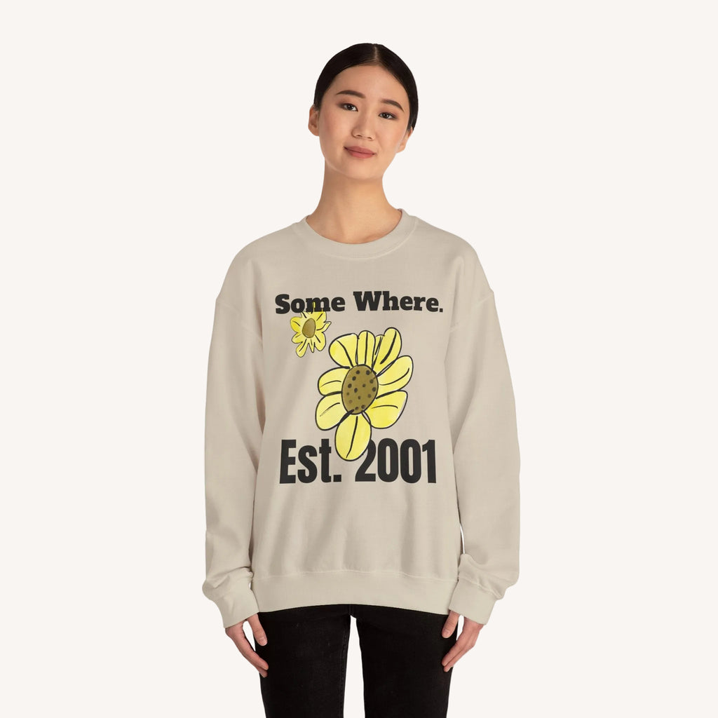 Somewhere Est. 2001 Sunflower Sweatshirt | Floral Logo Crewneck