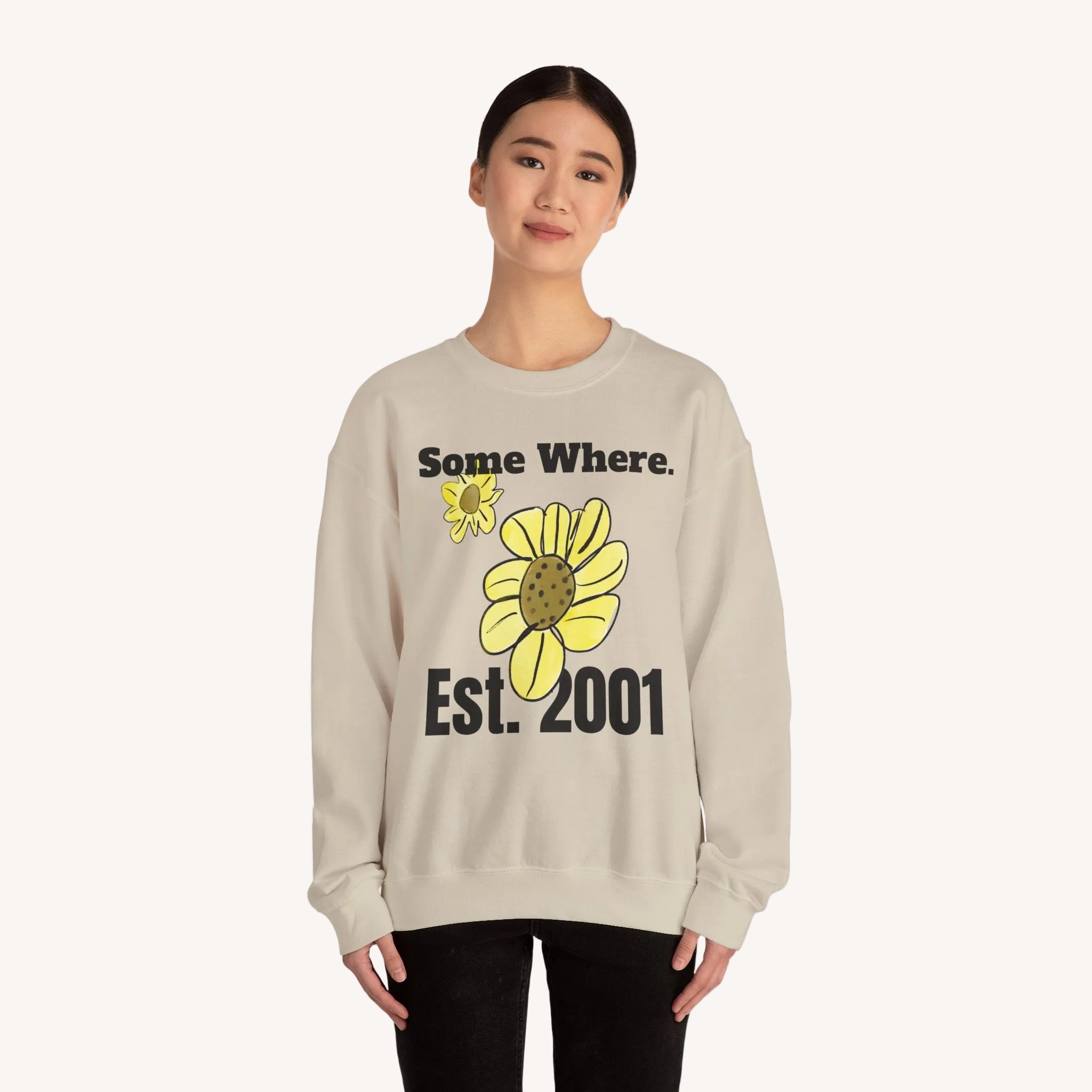 Somewhere Est. 2001 Sunflower Sweatshirt | Floral Logo Crewneck