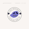 Logo of Lazy Beachbum Clothing and Co with a purple face design on a white background
