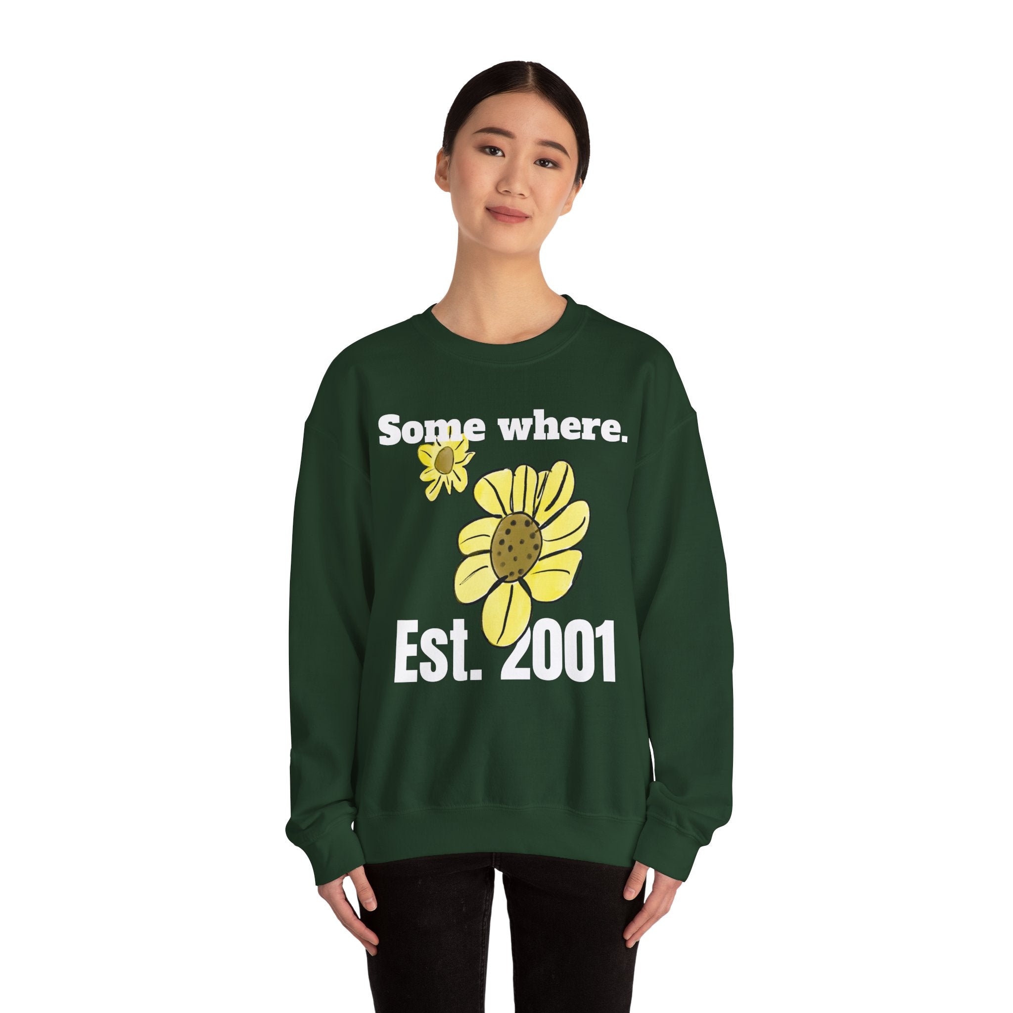 Somewhere Est. 2001 Sunflower Sweatshirt | Floral Logo Crewneck