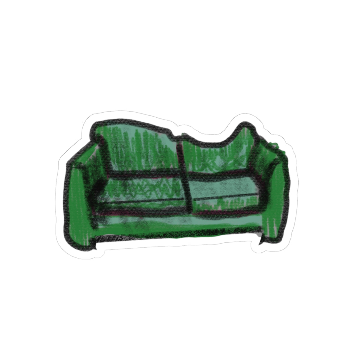 Green Couch Kiss-Cut Sticker