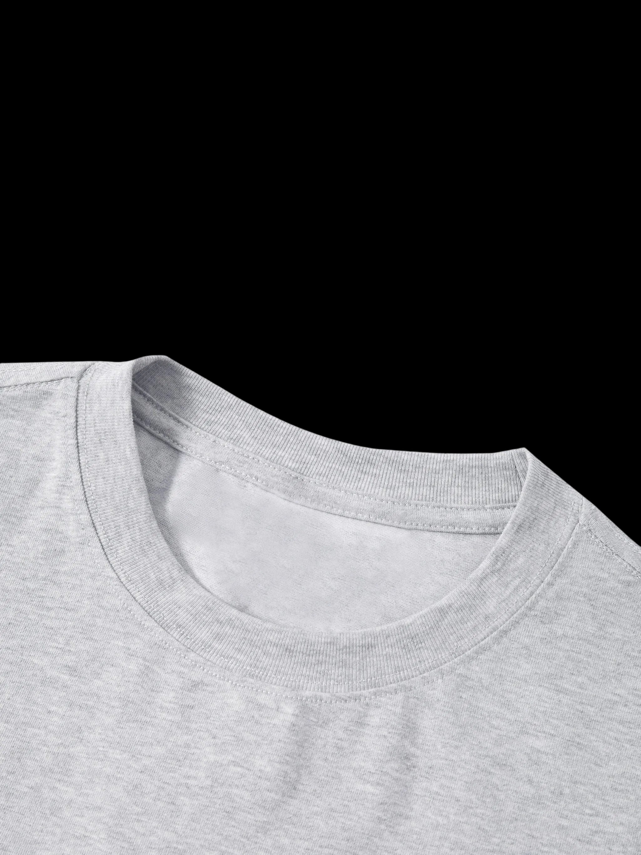 Close-up of a gray t-shirt collar on a white background